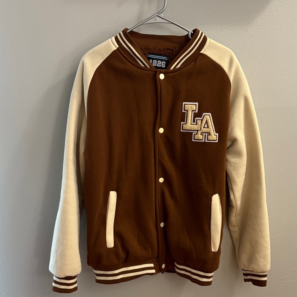 Brown and Cream Varsity Jacket